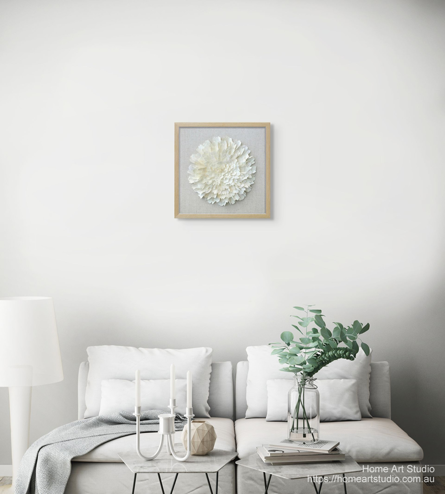 Natural Sola Paper Shadow Box Home Deco Wall Art 50 x 50 x 3cm - Image 2