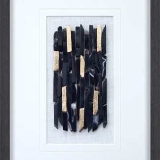 Natural Black Agate Shadow Box Home Deco Wall Art 33 x 45 x 3cm