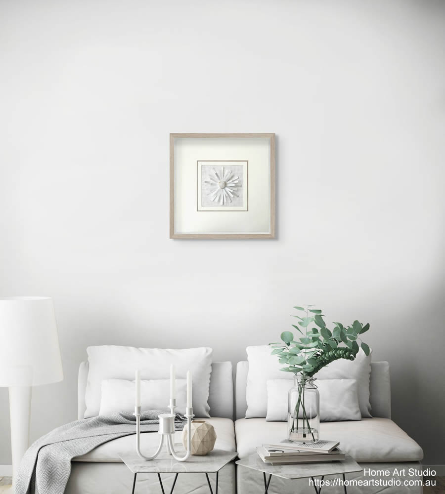 Natural Clear Selenite + Natural Crystal Shadow Box Home Deco Wall Art 55 x 55 x 6cm - Image 2