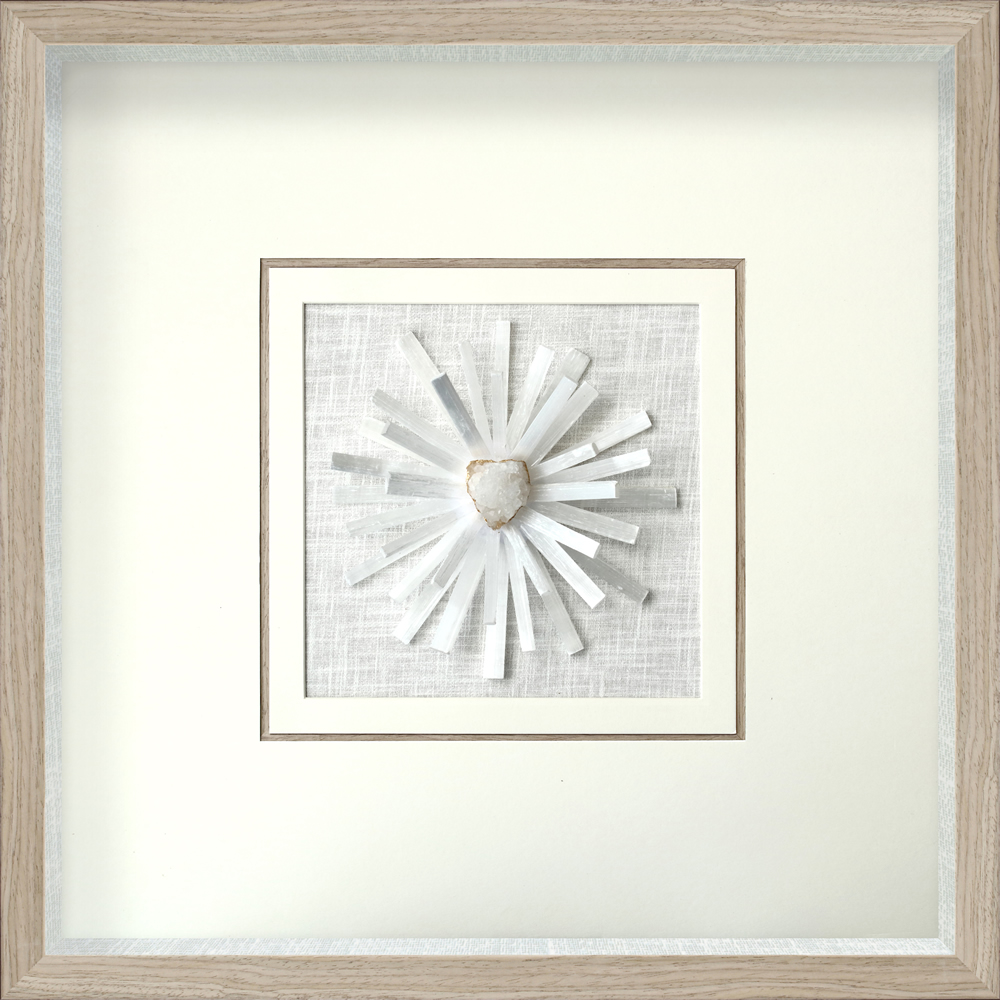 Natural Clear Selenite + Natural Crystal Shadow Box Home Deco Wall Art 55 x 55 x 6cm