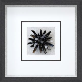 Natural Black Agate +Natural Clear Crystal Shadow Box Home Deco Wall Art 34 x 34 x 6cm