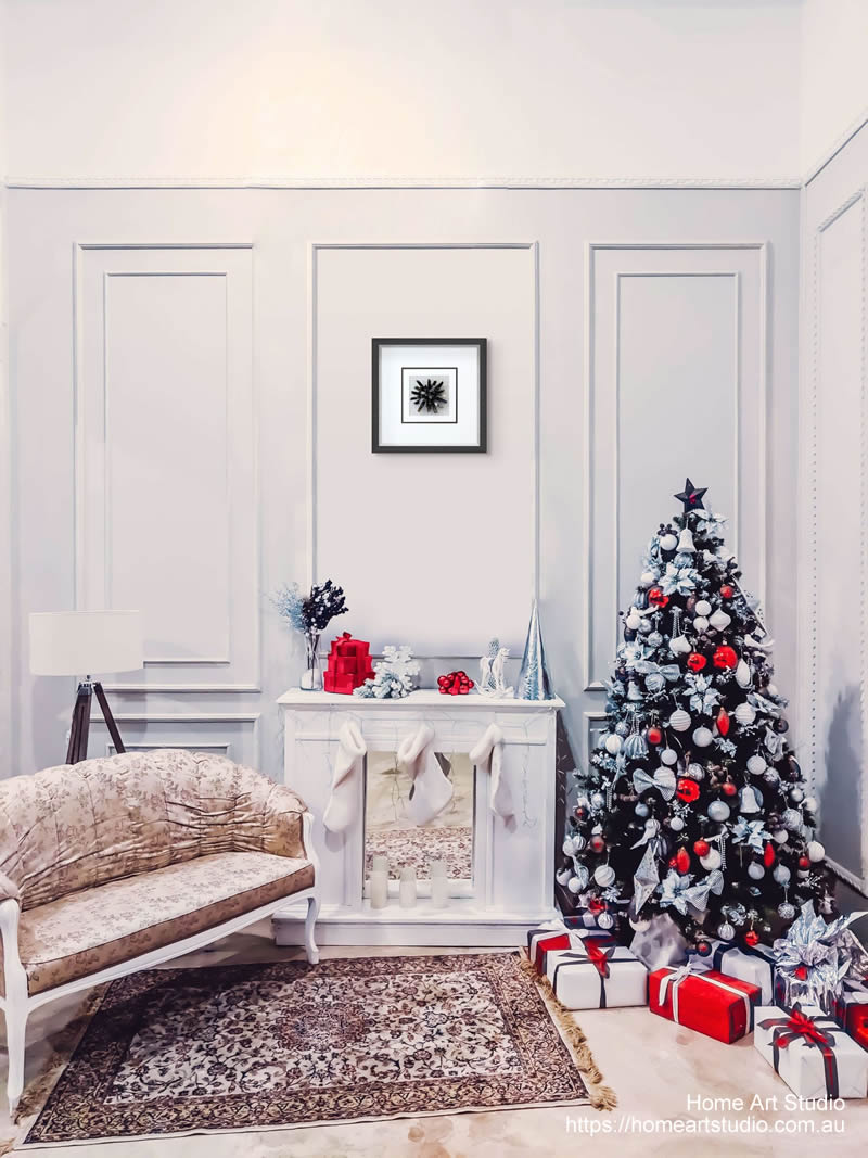 Natural Black Agate +Natural Clear Crystal Shadow Box Home Deco Wall Art 34 x 34 x 6cm - Image 2