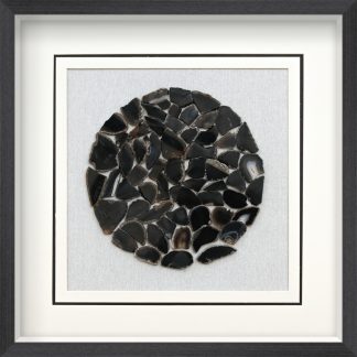 Natural Black Agate Shadow Box Home Deco Wall Art 60 x 60 x 3cm