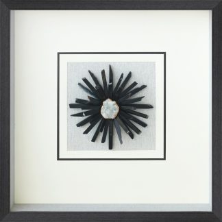 Natural Black Agate Shadow Box Home Deco Wall Art 55 x 55 x 6cm