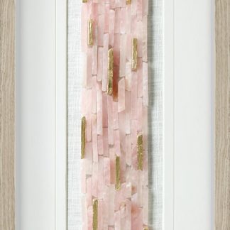 Natural Rose Quartz Shadow Box Home Deco Wall Art 30 x 60 x 3cm
